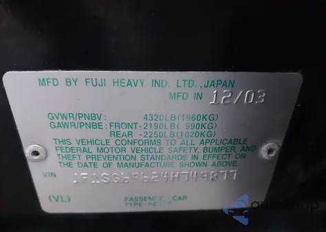 2004 Subaru Forester 2.5Xt из США, поврежденный, VIN JF1SG69624H749877